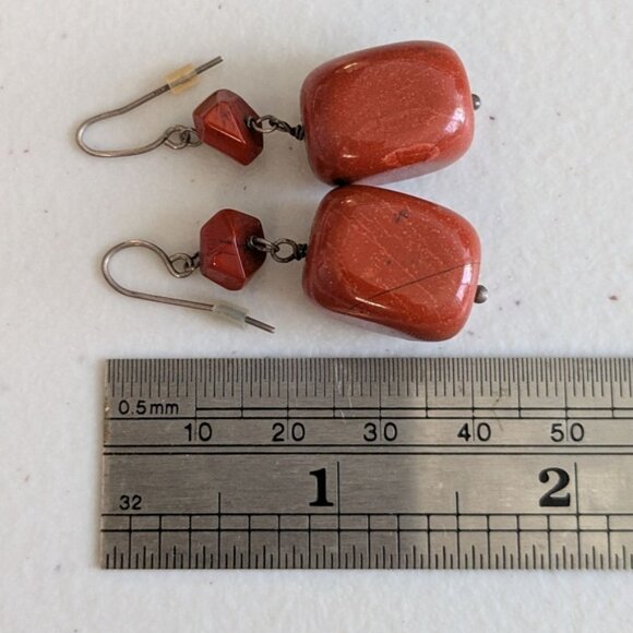 Red Beaded Necklace & Earrings Set With Gold Details By Chicos - Adjustable Chai - Picture 6 of 12